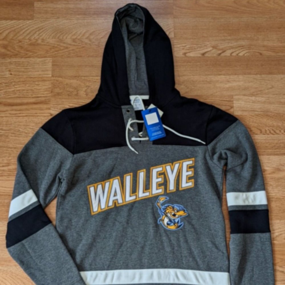 New Champion Authentic Toledo Walleye ECHL Hockey Jersey Style Hoodie Small NWT